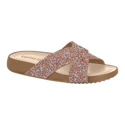 Chinelo Slide Feminino Beira Rio 8542.104.29722 - Nude/ouro Rosado (55156) - Atacado