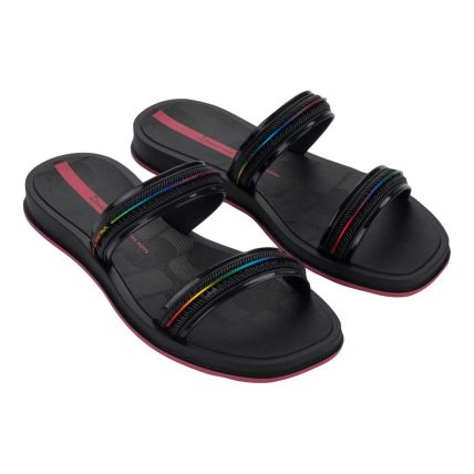 Chinelo Slide Feminino Ipanema Glow Slide 27400 - Preto/rosa (Bt596) - Atacado