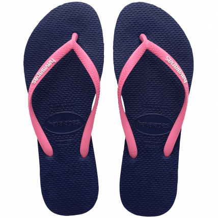 Chinelo Havaianas Slim Logo Pop-up    - Azul/pink (2484) - Atacado