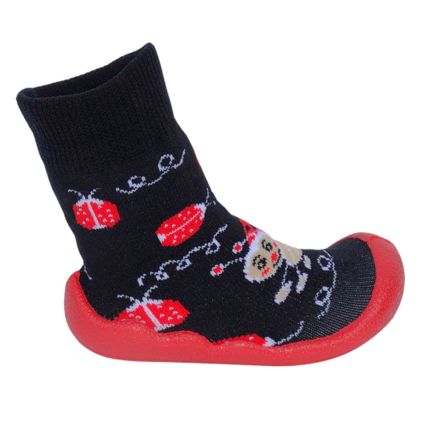 Meia Infantil Pandoka 11.215.04 - Joaninha Preto - Atacado