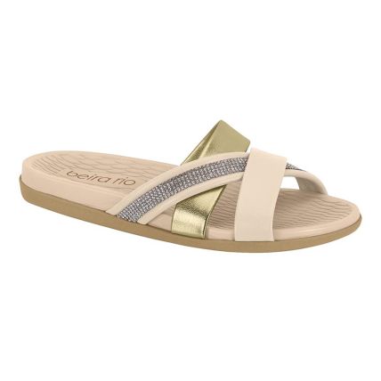 Rasteira Feminina Beira Rio 8544.103.29005 - Creme Cristal/dourado/creme (100525) - Atacado