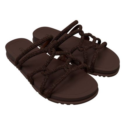 Rasteira Feminina Grendha Acolher 19082 - Preto/glitter Dourado (Bu205) - Atacado