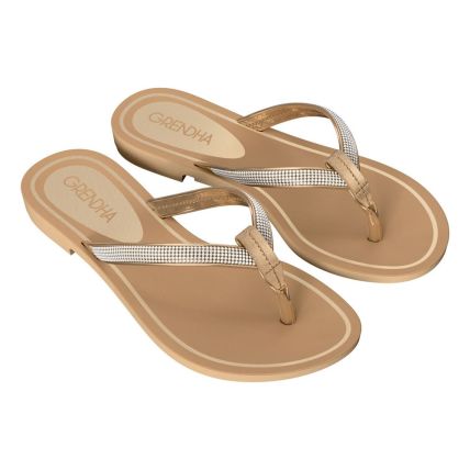 Rasteira Feminina Grendha Brilho 19290 - Dourado/bege Mel (Bw895) - Atacado