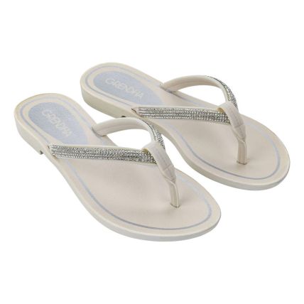 Rasteira Feminina Grendha Brilho 19290 - Off White Claro (Bu002) - Atacado