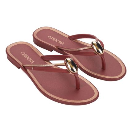 Rasteira Feminina Grendha Irreverente 19227 - Vermelho Oxida (Bt971) - Atacado