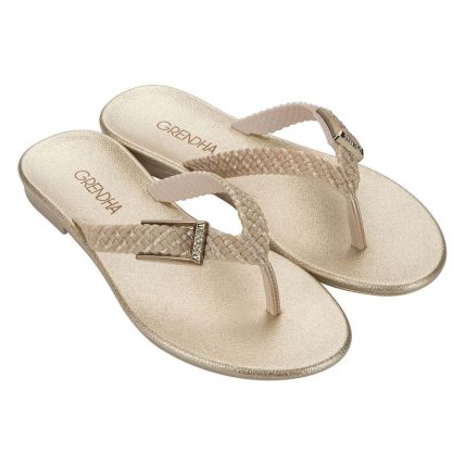 Rasteira Feminina Grendha Luz 19247 - Metalizado Off White (Bq521) - Atacado
