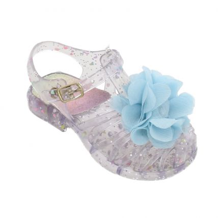 Sandália Baby Juju Shoes 1055 - Cristal Glitter/azul Bebê - Atacado