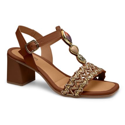 Sandália Feminina Mississipi J0512-0004 - (9 Pares) - Tabaco/dourado/tabaco - Atacado