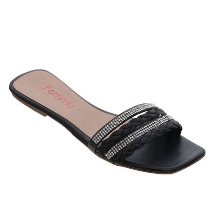 Sandália Feminina Via Bag 01 - Preto Sintetico - Atacado