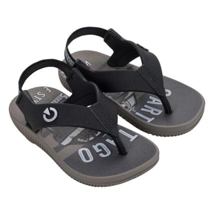Sandália Baby Cartago Atalanta Dedo 12256 - Cinza/preto/branco (Bl100) - Atacado