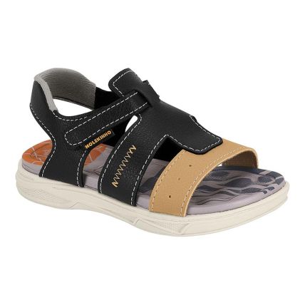 Sandália Baby Molekinho 2140.759.26996 - Preto/mostarda (72667) - Atacado