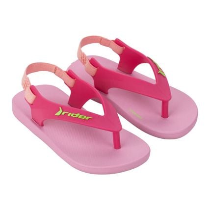 Sandália Dedo Baby Rider Feel 12439 - Rosa/rosa/verde (Bf341) - Atacado