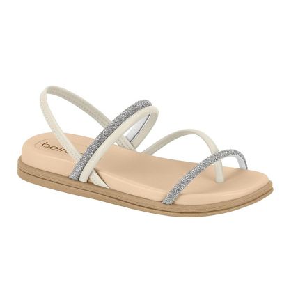 Sandália Feminina Beira Rio 8513.100.26467 - Branco Off/cristal Silver (90556) - Atacado