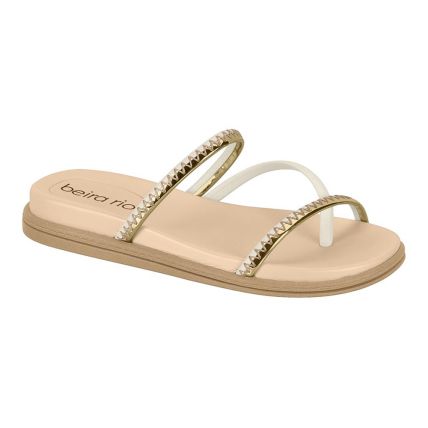 Sandália Feminina Beira Rio 8513.105.26760  - Branco Off/dourado (35432) - Atacado