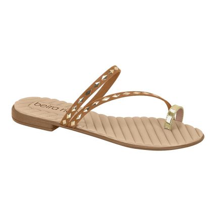 Sandália Feminina Beira Rio 8519.117.30182 - Camel Dourado/dourado (104005) - Atacado