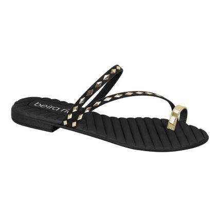 Sandália Feminina Beira Rio 8519.117.30182 - Preto Dourado/dourado (66252) - Atacado