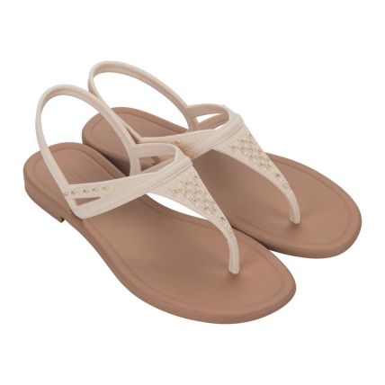 Sandália Feminina Grendha Todo Dia Emocionada 19159 - Off White/marrom (Bl160) - Atacado