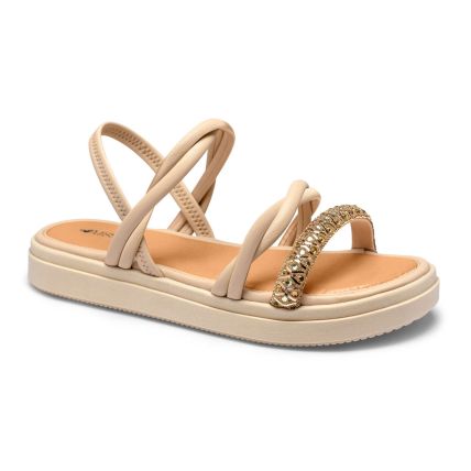 Sandália Feminina  Mississipi Mi243-0005 - (9 Pares)  - Champagne/aveia - Atacado