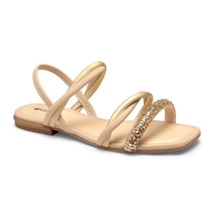 Sandália Feminina Mississipi Mi253-0002 (9 Pares) - Champagne/ouro/aveia - Atacado