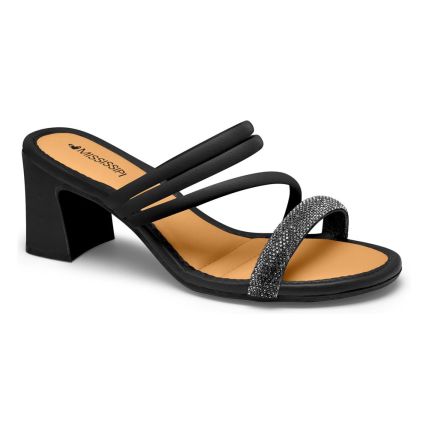 Sandália Feminina Mississipi Mc411-0001 - (9 Pares) - Pewter/preto - Atacado