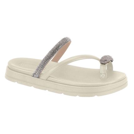 Sandália Feminina Moleca 5490.127.29022 - Cristal/branco Off (81189) - Atacado