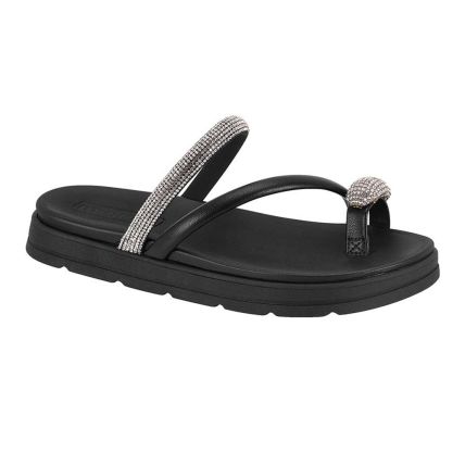 Sandália Feminina Moleca 5490.127.29022 - Cristal/preto (32534) - Atacado