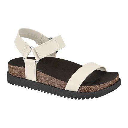 Sandália Feminina Moleca 5500.101.9569 - Branco Off/preto (35423) - Atacado