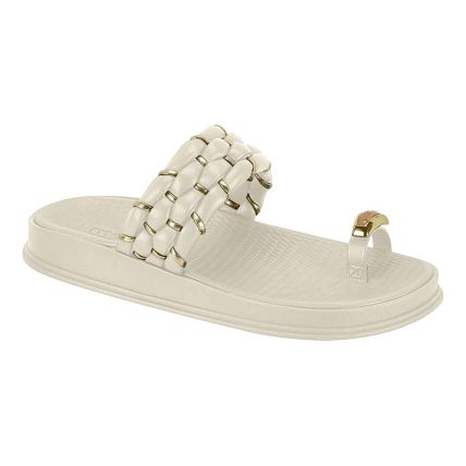 Sandália Feminina Moleca 5556.111.31045 - Branco Off/dourado (35432) - Atacado