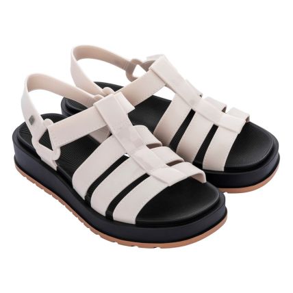 Sandália Feminina Zaxy Conectada 18421 - Off White/preto (91180) - Atacado