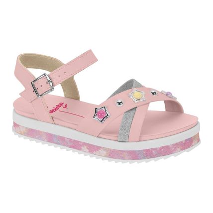 Sandália Infantil Molekinha 2305.1563.28761 - Rosa/prata/multi Rosa (99834) - Atacado