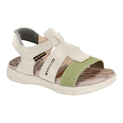 Sandália Infantil Molekinho 2140.759.26996 - Branco Off/verde Oliva (102575) - Atacado