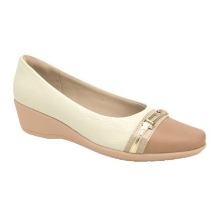 Sapato Feminino Piccadilly 143228 - (9 Pares) - Off White/ouro - Atacado