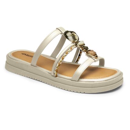 Tamanco Feminino Mississipi J0222-0006 - (9 Pares) - Gelo/aveia/mel/ouro - Atacado