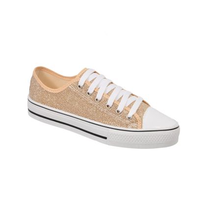 Tênis Feminino Vanessa Fashion 1033-b  - Nude/ouro Light/gliter - Atacado