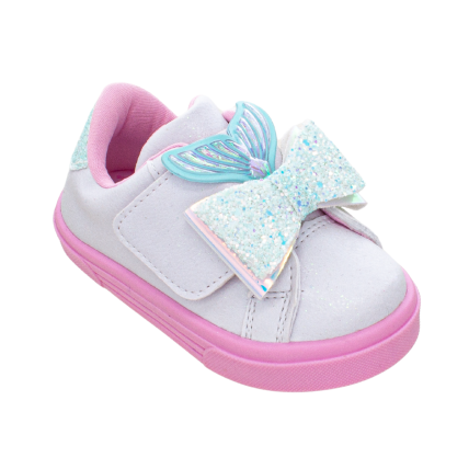 Tênis Infantil Encanto De Criança 4015.115 - Branco/turquesa Glitter - Atacado