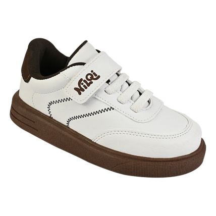 Tênis Infantil Nilqi 232.05.70 - Velcro/branco/marrom - Atacado
